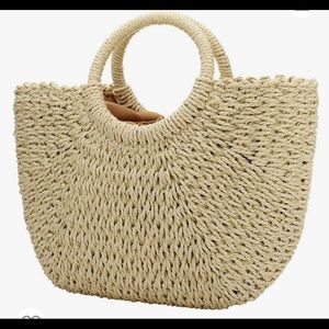 Boho large straw handbag